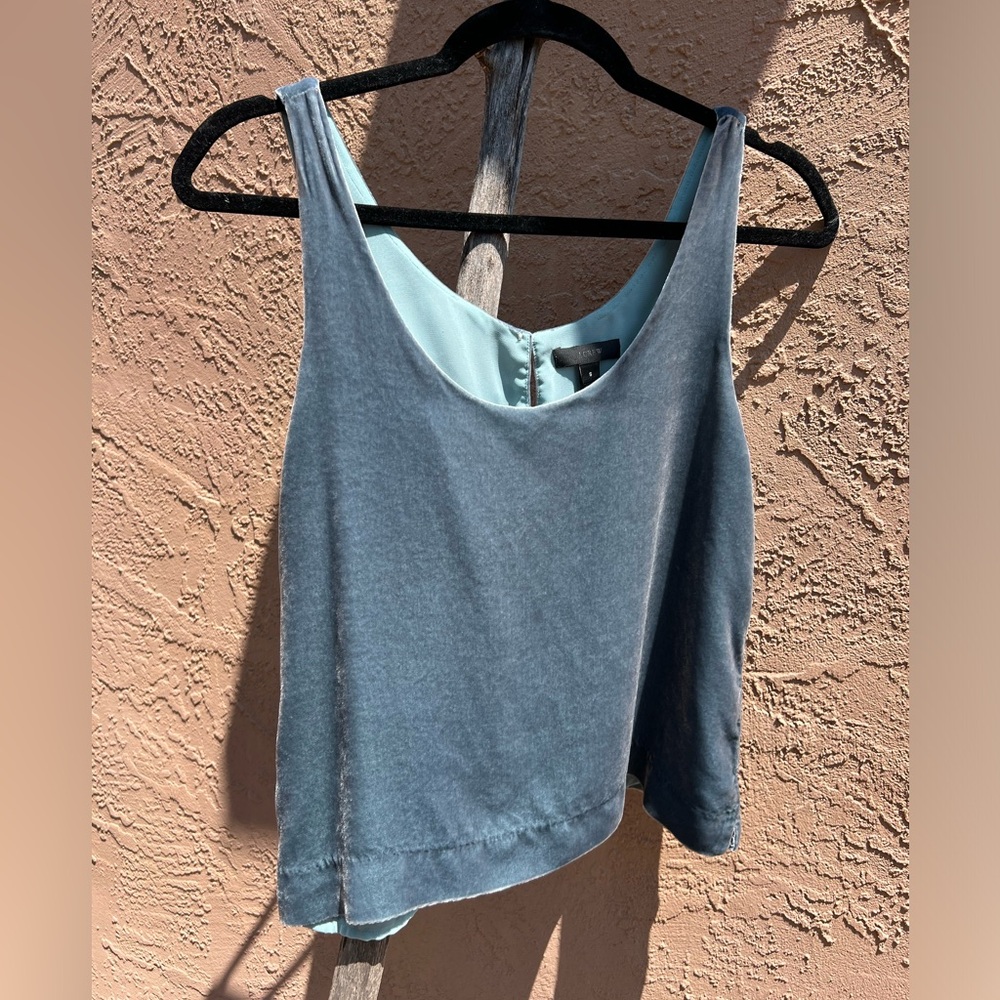J.Crew Silk Velvet Tank Top Teal Blue Size Small